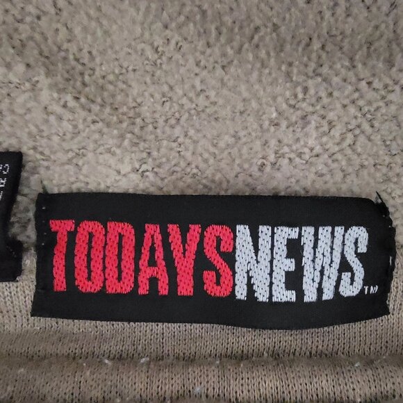 Todays News Men Designer Sweatshirt Sz L 1/4 Button & Tie Pullover Beige Classic - Picture 4 of 15